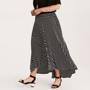 Chaps Long Striped Cotton Skirt
